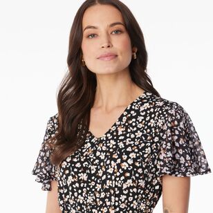 Khoko Smart Women’s Jersey Leopard Floral Dress Black