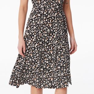 Khoko Smart Women’s Jersey Leopard Floral Dress Black