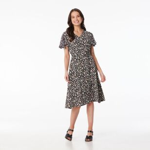 Khoko Smart Women’s Jersey Leopard Floral Dress Black