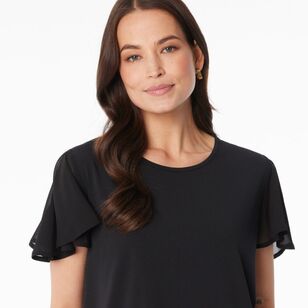 Khoko Smart Women’s Jersey Flutter Top Black