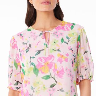 Khoko Smart Women's Floral Pop Yoryu Peplum Top Pink