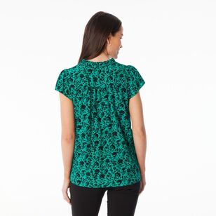 Khoko Smart Women's Viscose Botanic Top Green & Black