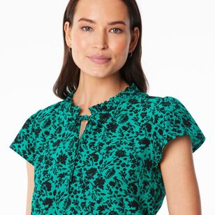 Khoko Smart Women's Viscose Botanic Top Green & Black