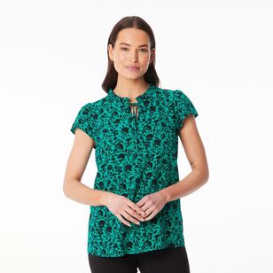 Khoko Smart Women's Viscose Botanic Top Green & Black