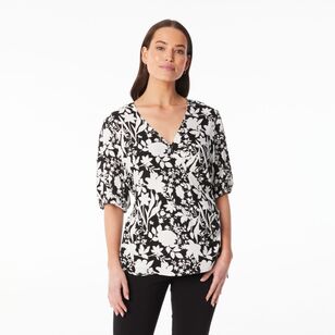 Khoko Smart Women's Woven Mono Wrap Top Black