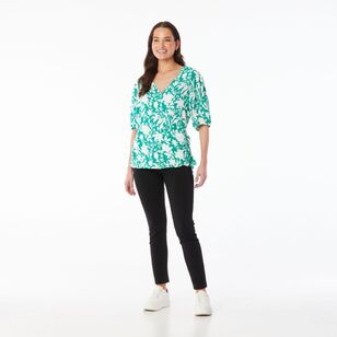 Khoko Smart Women's Woven Mono Wrap Top Green