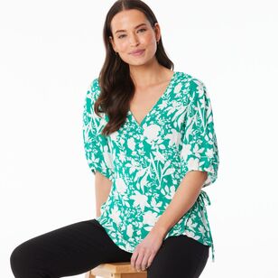 Khoko Smart Women's Woven Mono Wrap Top Green