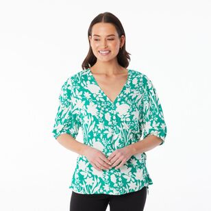 Khoko Smart Women's Woven Mono Wrap Top Green