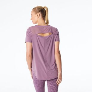 LMA Active Women's Longline Mesh Insert Tee Plum