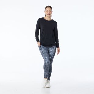 LMA Active Women's Gathered Long Sleeve Active Tee Black