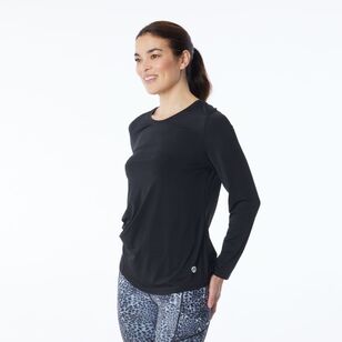 LMA Active Women's Gathered Long Sleeve Active Tee Black