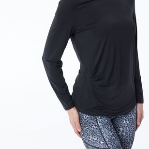 LMA Active Women's Gathered Long Sleeve Active Tee Black