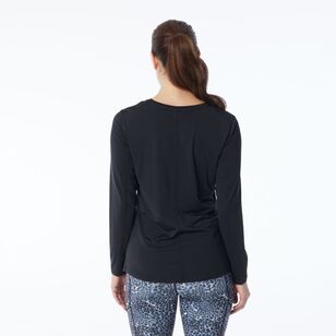 LMA Active Women's Gathered Long Sleeve Active Tee Black