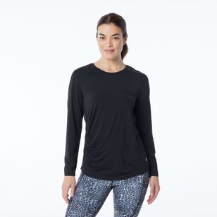 LMA Active Women's Gathered Long Sleeve Active Tee Black