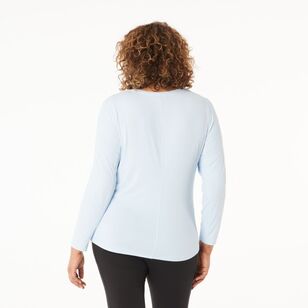 LMA Active Women's Gathered Long Sleeve Active Tee Ice Blue