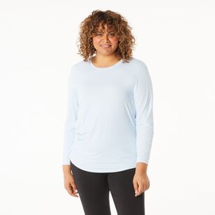 LMA Active Women's Gathered Long Sleeve Active Tee Ice Blue