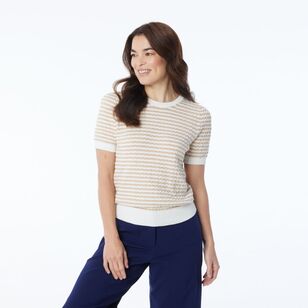 Khoko Smart Women's Stripe Short Sleeve Knit Moose