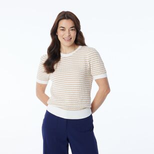 Khoko Smart Women's Stripe Short Sleeve Knit Moose