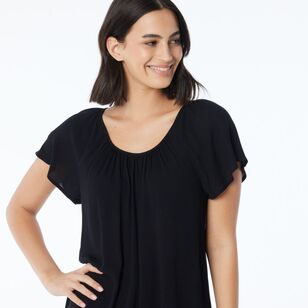 Khoko Collection Women’s Flutter Sleeve Top Black