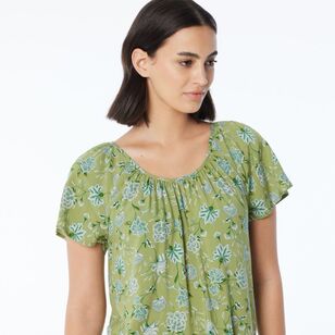 Khoko Collection Women’s Printed Flutter Sleeve Top Sweet Pea