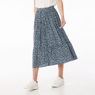 Khoko Collection Women's Button Midi Skirt Petrol