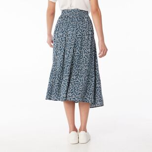 Khoko Collection Women's Button Midi Skirt Petrol