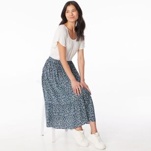 Khoko Collection Women's Button Midi Skirt Petrol