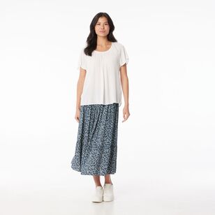 Khoko Collection Women's Button Midi Skirt Petrol