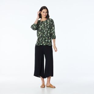 Khoko Collection Viscose Peasant Top Olive