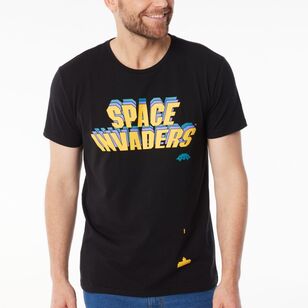 Licensed Tees Men's Space Invaders Short Sleeve Tee Black