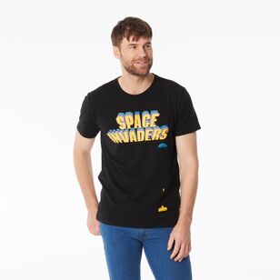 Licensed Tees Men's Space Invaders Short Sleeve Tee Black