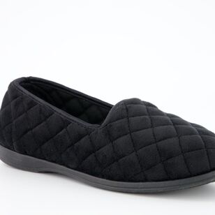 Sash & Rose Women's Queenie Quilted Slippers Black