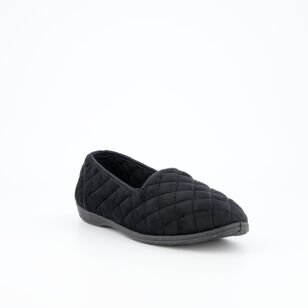 Sash & Rose Women's Queenie Quilted Slippers Black