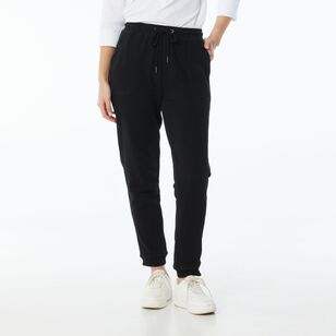 Khoko Collection Women's French Terry Trackpant Joggers Black