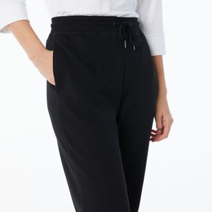 Khoko Collection Women's French Terry Straight Trackpants Black