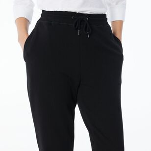 Khoko Collection Women's French Terry Straight Trackpants Black