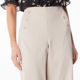 Leona Edmiston Ruby Women's Wide Leg Button Pants Mushroom