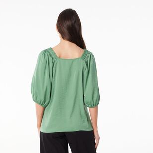 Leona Edmiston Ruby Women's Square Neck Blouse Fern