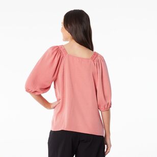 Leona Edmiston Ruby Women's Square Neck Blouse Rose