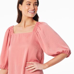 Leona Edmiston Ruby Women's Square Neck Blouse Rose