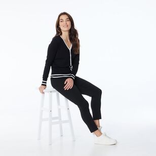 Khoko Smart Women's Contrast Spliced Cardigan Black