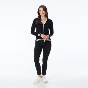 Khoko Smart Women's Contrast Spliced Cardigan Black