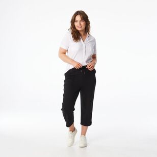 Khoko Collection Women's French Terry Crop Trackpants Black