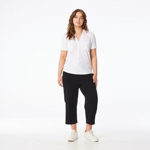 Khoko Collection Women's French Terry Crop Trackpants Black