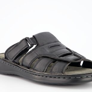 JC Lanyon Men's Sebastian Leather Slides Black