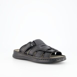 JC Lanyon Men's Sebastian Leather Slides Black