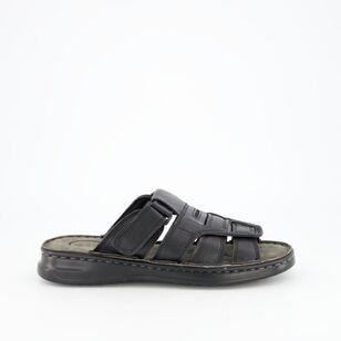 JC Lanyon Men's Sebastian Leather Slides Black