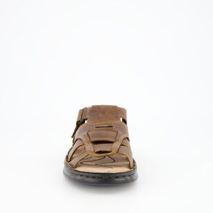 JC Lanyon Men's Sebastian Leather Slides Brown