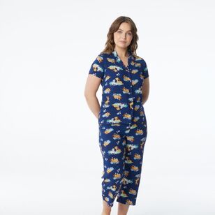 Disney Women's Bambi Woven Pyjama Set Navy