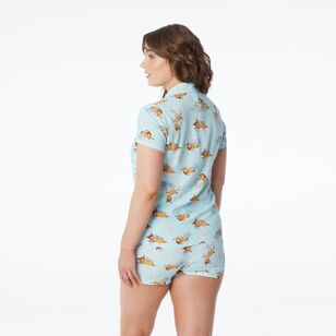 Disney Women's Bambi Woven Short Pyjama Set Light Blue